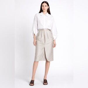 Giorgio Armani Runway Off White/Light Grey Silk Skirt, Size 6